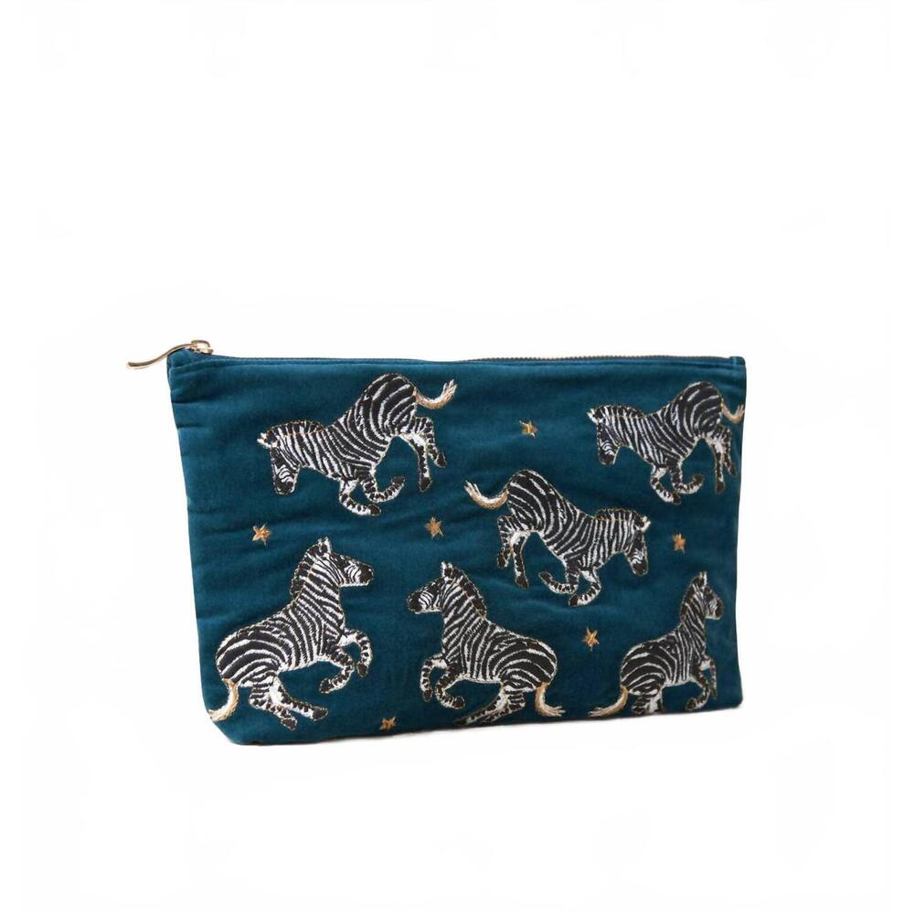 NEW ELIZABETH SCARLETT women's zebra everyday pouch in teal - Picture 2 of 6